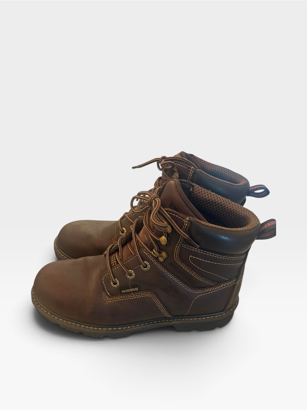 Wolverine Men's Brown Waterproof Lace-Up Work Boots size 9.5
